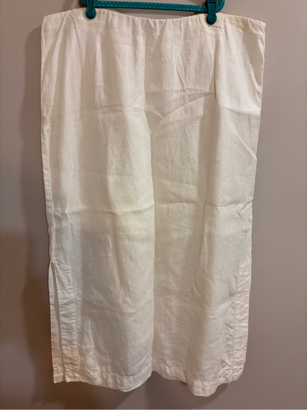 Pure Jill Women’s White Maxi Skirt with Side Slits Linen Medium